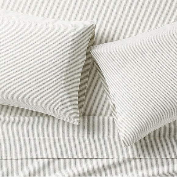 Crate&Barrel Other - New! Crate&Barrel Cozysoft Organic Flannel Spruce Green Stripe Bed Sheet Set